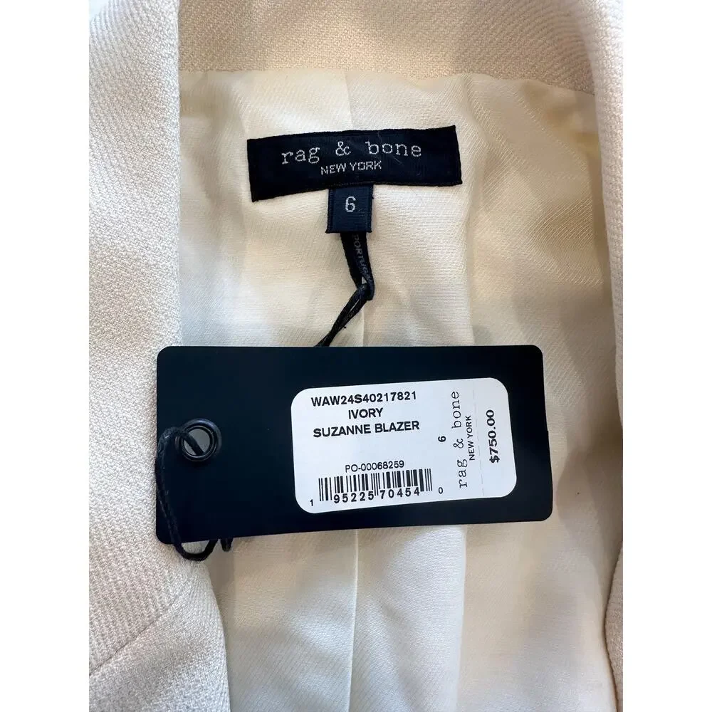Rag & Bone Suzanne Ivory White Blazer Size 6 NWT Longline Work Jacket